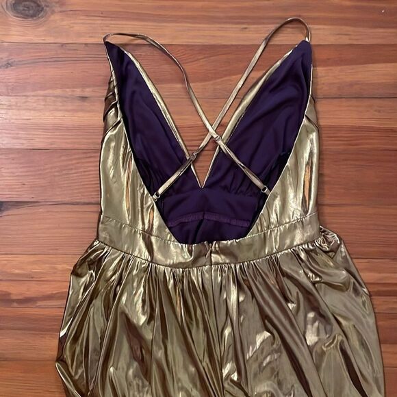 Fate Metallic Gold Cocktail Party Dress Womens Size Small NEW Glam - Picture 12 of 14
